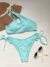 Strukturierter, einfarbiger, gepolsterter One-Shoulder-Bikini